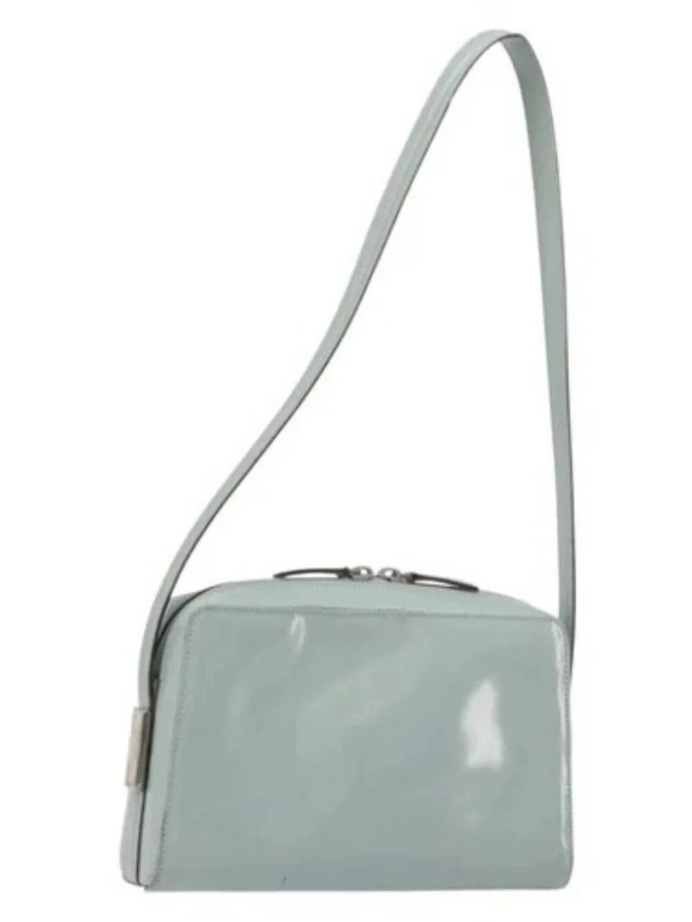 GUCCI Shoulder Bag Patent leather Light Blue Silver Auth ep14972